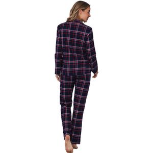 Rebelle - Aspen Ski - Pyjama - Donkerblauw - Katoen Flanel - Doorknoop - Geruit