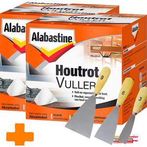 Alabastine - Houtrotvuller - 500 g - 2 Componenten + Plamuurmes Set 3-Delig
