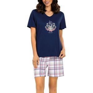 Comtessa - Dames Shortama - Zomer Pyjama - Katoen - Blauw - Maat 48