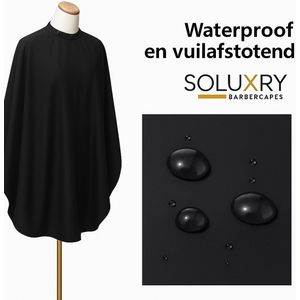 Kapmantel voor Volwassenen Cape Drukknopen Kappersschort Groot Barber Cape - Met Siliconen Kraag - Met Drukknoop Sluiting - Zwart - Soluxry