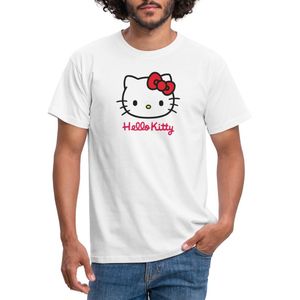 Hello Kitty Klassiek Portret Met Hello Kitty Tekst T-Shirt Heren