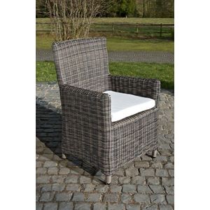 Tuinstoel deluxe - Weerbestendig - Loungestoel look - Wicker - Grijs/wit - Tuinstoelen set van 1