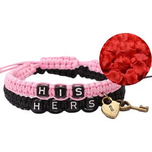 His & Hers Armband Set + Rozenblaadjes = Valentijn Cadeautje voor Hem en Haar - Valentijnsdag voor Mannen Cadeau Kadootjes