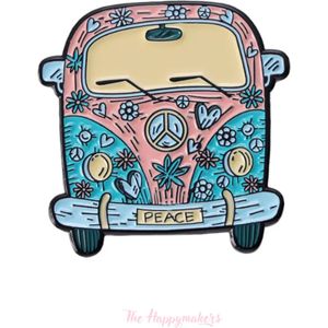 Pin ''hippie bus'' - emaille pin, broche, kledingspeld, gift