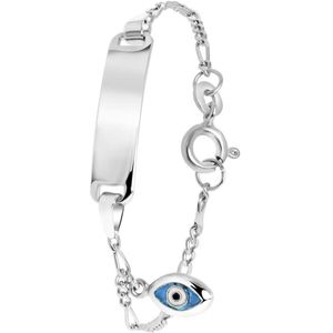 Lucardi Unisex - Armbandje met hanger met plating - Ovaal - Cadeau - Echt Zilver - Zilverkleurig