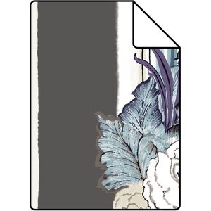 Proefstaal ESTAhome behang vintage bloemen taupe en donker paars - 138117 - 26,5 x 21 cm