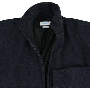 Osborne Knitwear Windstopper cardigan met rits - Dames - Lamswol - Indigo Melange - Zwarte voering - 2XL