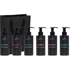 Shampoo Set - Fresh Ginger + Hamam + Hammam Herbal + Sweet Orange & Cedarwood + White Lotus en Zen Moment - bodycare - met luxe gift tas - set van 6 stuks - Cadeau - giftset voor hem en haar