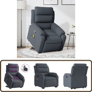 vidaXL Sta-op Massagestoel Donkergrijs Fluweel Sta-opstoel - Massageruimtelijke Meubels - Ergonomisch Bureaustoel - Elektrisch Bedienbare Stoel - Lounge Stoel