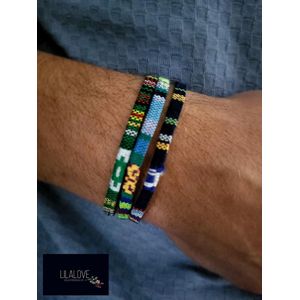 Heren Armbandenset- Touw- Ibiza 3 stuks- Blauw Groen- Man- Gevlochten- LiLaLove