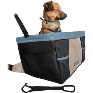 Kurgo Rover Booster Seat - Verhoogde autostoel met eenvoudige bevestiging voor kleine honden tot 13kg - Zwart/Blauw 30x40x20cm