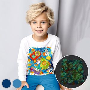 Ruimte Dieren - Glow-in-the-dark pyjama - blauw - maat 92-98 - 2 jaar - 100% katoen
