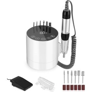 Professionele nagelfrees met 35000 rpm, elektrische nagelvijl met pedaal, 6 frezen en multifunctionele functies voor manicure en pedicure