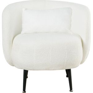 Nuvolix Fauteuil ""Lima"" MET kussen - Bouclé - fauteuil teddy - relaxstoel - lounge stoel - wit