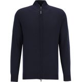 Profuomo heren trui wol, slim fit vest met rits, donkerblauw