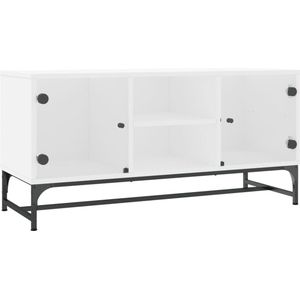 vidaXL - Tv-meubel - met - glazen - deuren - 102x37x50 - cm - wit