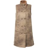MIAMODA - Dames - Omkeerbare bodywarmer leerlook/teddypluche zijsplitten - Beige - Maat 42+