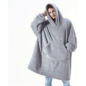 Winter Hooded Sweater Blanket - Hooded Cozy Blanket - Warme dikke hoodie-jas - Superzachte pluche hooded blanket - Warme sweatshirt-deken met mouwen en zakken - Home Lounging hoodie-deken - Geschikt voor volwassenen, mannen, vrouwen en tieners
