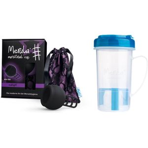 Merula Merula Cup - Menstruatiecup + cupscup - Midnight Black - Milieuvriendelijk Alternatief - Lekvrij Ontwerp - Magnetron Reiniging