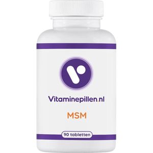 Vitaminepillen.nl | MSM - Tabletten - 90 stuks - Goed voor onder andere spieren (herstel en flexibilteit), Goed voor huid, nagels en haar. MSM bevat namelijk collageen. Anti oxidant. Ondersteunt bloedsuikergehalte, helpt ook bij eventueel afvallen.