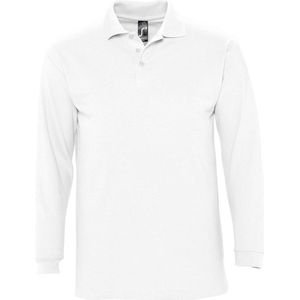 SOLS Heren-Winter II Poloshirt met lange mouwen van Piqué katoen (Wit)
