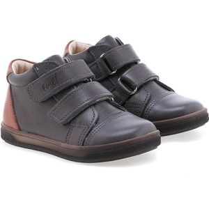 Emel Kinderschoenen met Klittenband - Grijs/Bruin - Leder - Velcroschoenen - Maat 22