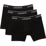 Lacoste Zwarte Boxershort Heren Lange Pijp Stretch Katoen 3-pack Zwart - Maat S