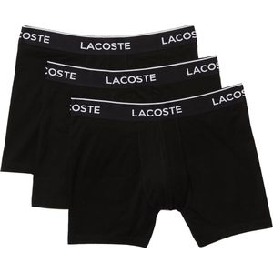 Lacoste Zwarte Boxershort Heren Lange Pijp Stretch Katoen 3-pack Zwart - Maat S