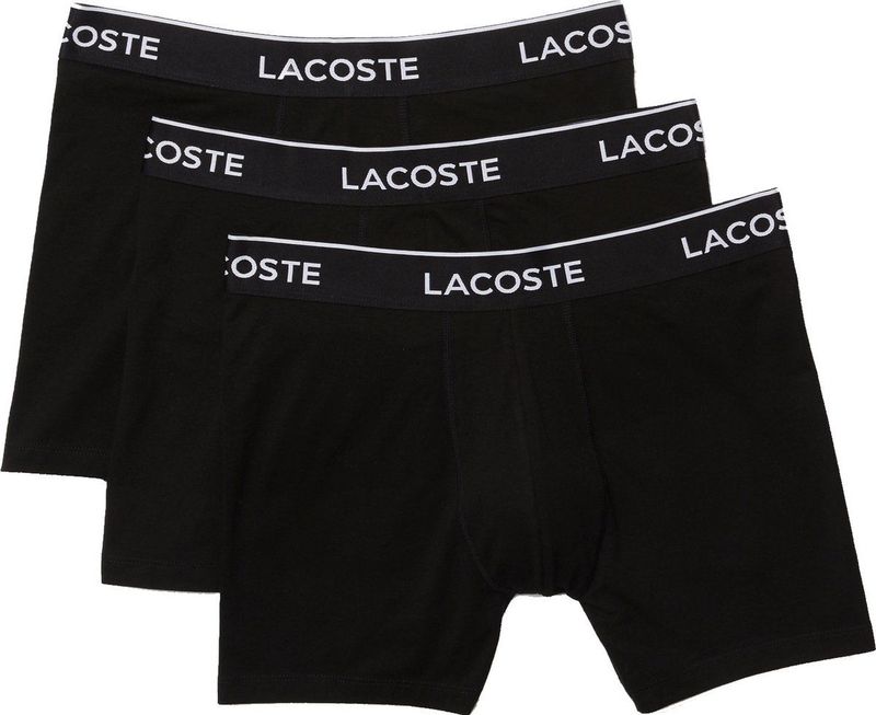 Lacoste Zwarte Boxershort Heren Lange Pijp Stretch Katoen 3-pack Zwart - Maat S