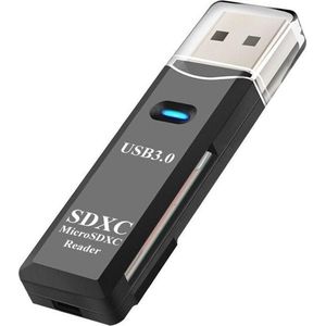 WiseGoods SD kaartlezer - 2 in 1 USB 3.0 HUB Stick Kaart lezer - Micro SD kaart - SDXC Card reader - Geheugenkaartlezer - Zwart