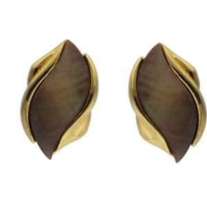 Behave Oorbellen dames – goud kleurig - oorhangers – oorstekers – schelp vorm