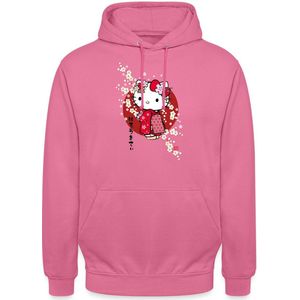 Hello Kitty In Een Rode Kimono En Kersenbloesems Hoodie Unisex