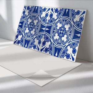 Wallfluent Vinyl Wandpaneel - Patroon met geometrische motieven Zelfklevend Muurpaneel - 100 cm x 50 cm - Blauw Vinyl Wandpaneel - 1 stuk - Rechthoekig Wandbekleding Vinyl - Texturen Wandpaneel - Vinyl Wandbekleding - Wandpaneel Keuken en Badkamer