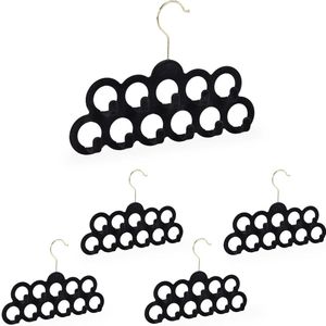 Relaxdays 5x sjaalhanger fluweel - kledinghanger stropdassen - riemenhanger - accessoires