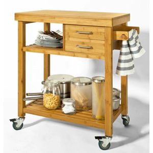 Simpletrade Keukentrolley - Serveerwagen - Bamboe - 2 lades - 73x45x92 cm