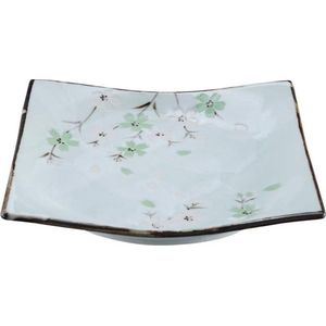 TOKYO DESIGN STUDIO - GREEN COSMOS SQUARE PLATE 17.5x17.5 CM