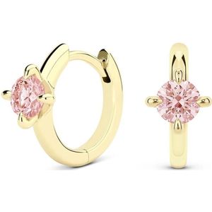 Oorringen - goudkleurig - 925 zilver plated - roze oorbellen - dames - Zirkonia - cadeau voor vrouw - Liefs Jade