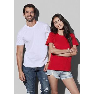 12 Pack Stedman T-shirt Wit Ronde hals Heren Ring-Spun 100% katoen Maat M