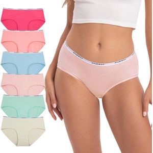 Stretch Katoen Slips voor Dames – Midden Taille Ondergoed (6 Stuks)
