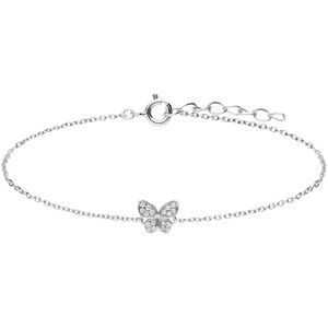 Lucardi Dames Zilveren armband vlinder zirkonia - Armband - 925 Zilver - Zilverkleurig - 19 cm