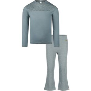 Koko Noko meisjes kledingset: Shirt en Flared Rib broek Blauw maat 140