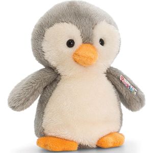 Keel Toys Pinguin - pluche knuffel - grijs/wit - 14 cm