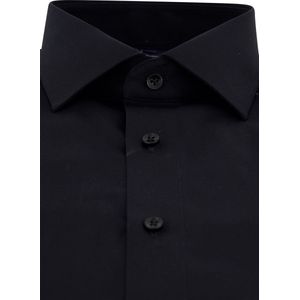 CASA MODA comfort fit overhemd - mouwlengte 72 cm - twill - zwart - Strijkvrij - Boordmaat: 42