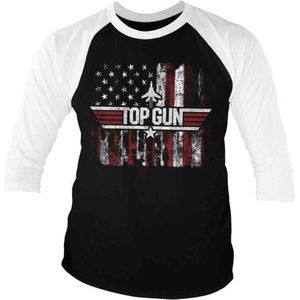 Top Gun Raglan top -L- America Zwart/Wit