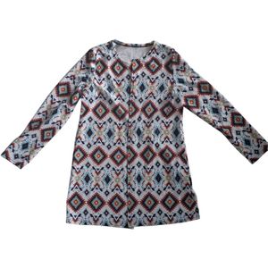 Lang stretchy vest wit lichtblauw bruin ruit XXL