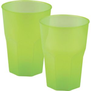 Santex drinkglazen frosted - groen - 12x - 420 ml - onbreekbaar kunststof - Cocktailglazen