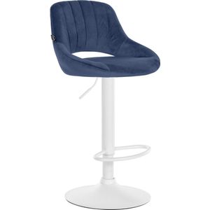 CLP Milet Barkruk - Met rugleuning - Verstelbaar - Velvet - Fluweel - blauw wit