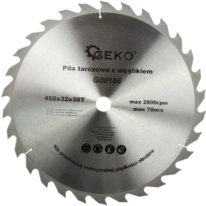 GEKO - Cirkelzaagblad - Tungsten Carbide - 450 mm - 30 Tanden