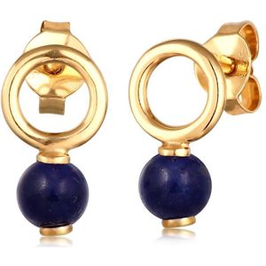 Elli Dames Oorbellen Dames Rond Lapis Lazuli Blauw 925 Sterling Zilver