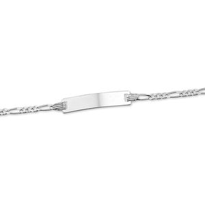 Zilver Gerhodineerde Graveerarmband figaro plaat 4 1329666